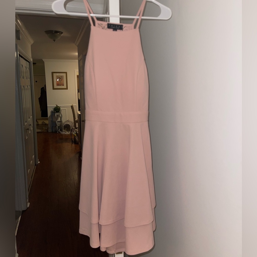 Francesca’s Pink Laced-Back Mini Dress